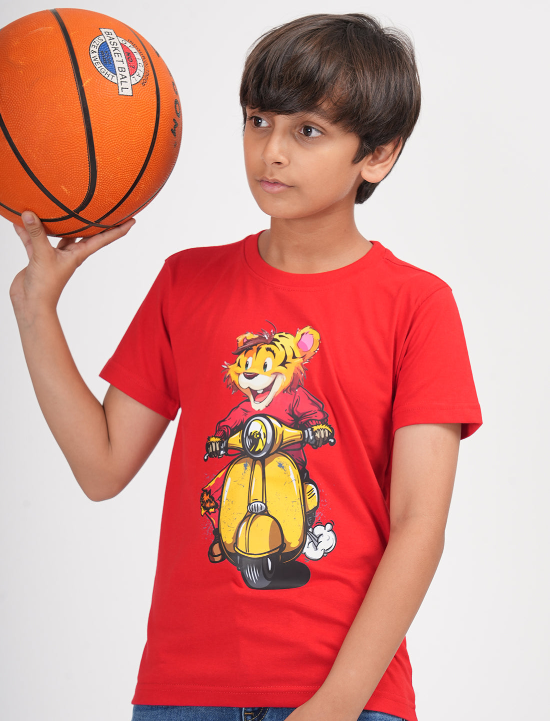 Zion Boys Half Sleeve Graphic Printed T Shirt  - Red