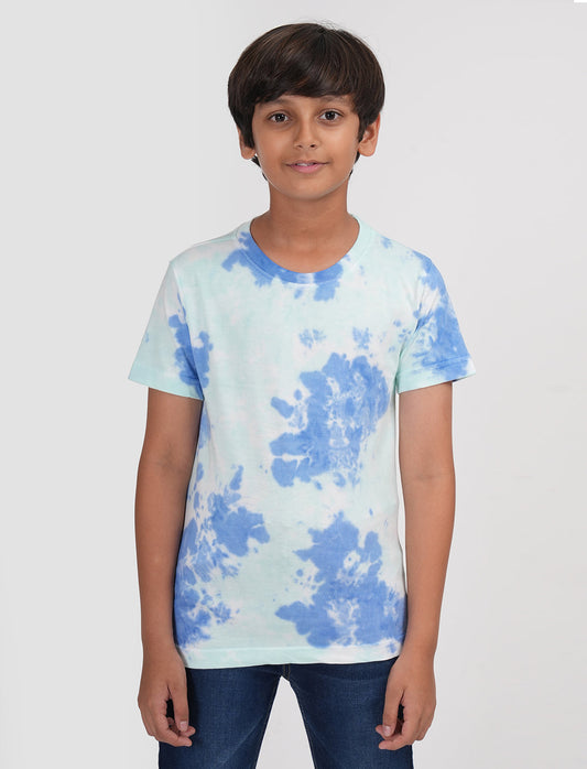Zion Boys Half Sleeve T Shirt Tie & Dye - Blue