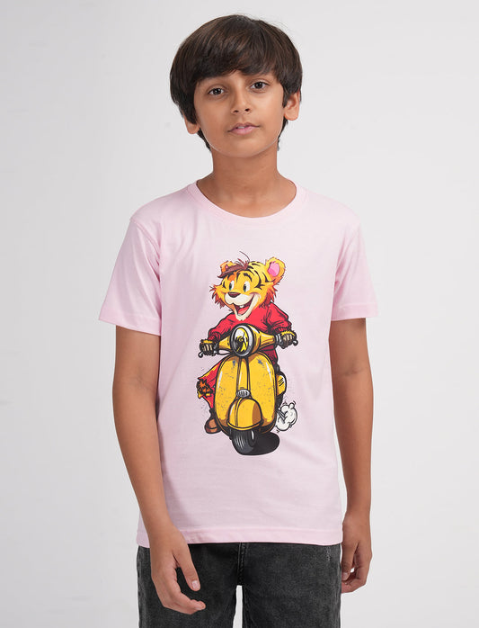 Zion Boys Half Sleeve Graphic Printed T Shirt  - Peach