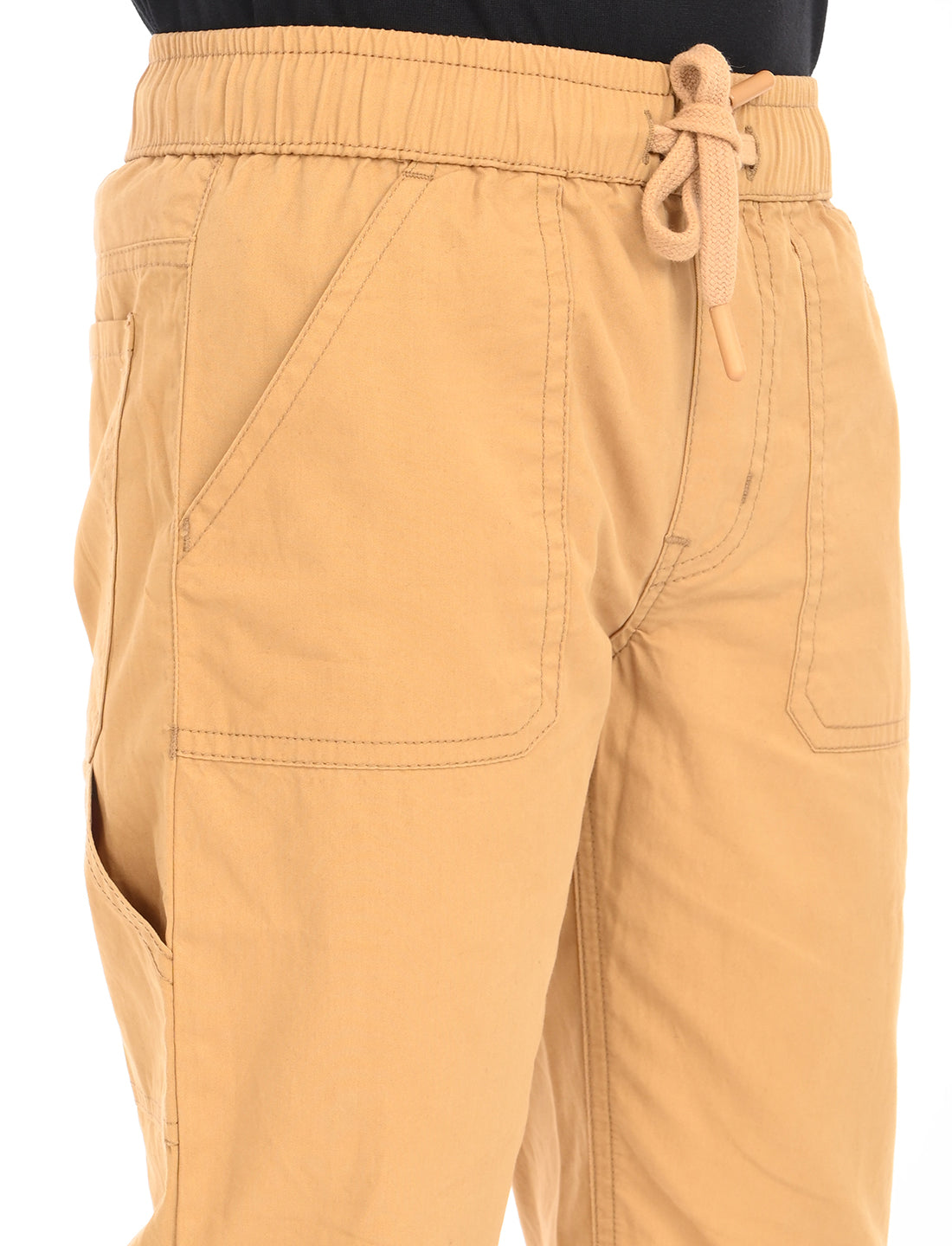 Zion Boys Cotton Lycra Solid Colored Work Wear Trousers - Khaki