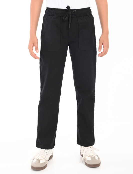 Zion Boys Cotton Solid Colored Work Wear Trousers - Black