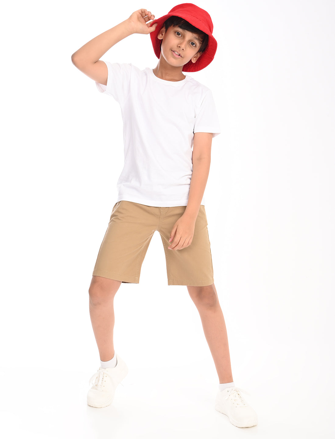 Zion Boys Cotton Camoflagued Military Printed Chino Shorts - Beige