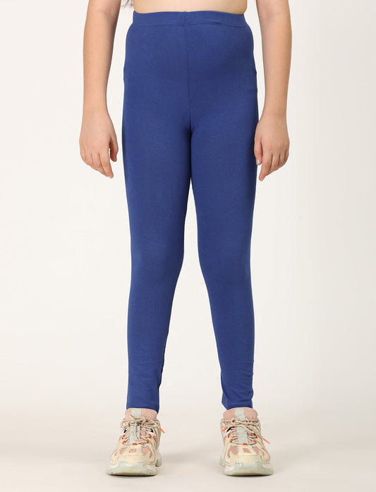 Zion girls 4 way Stretachable Cotton Lycra Ankle Length Leggings - Royal Blue