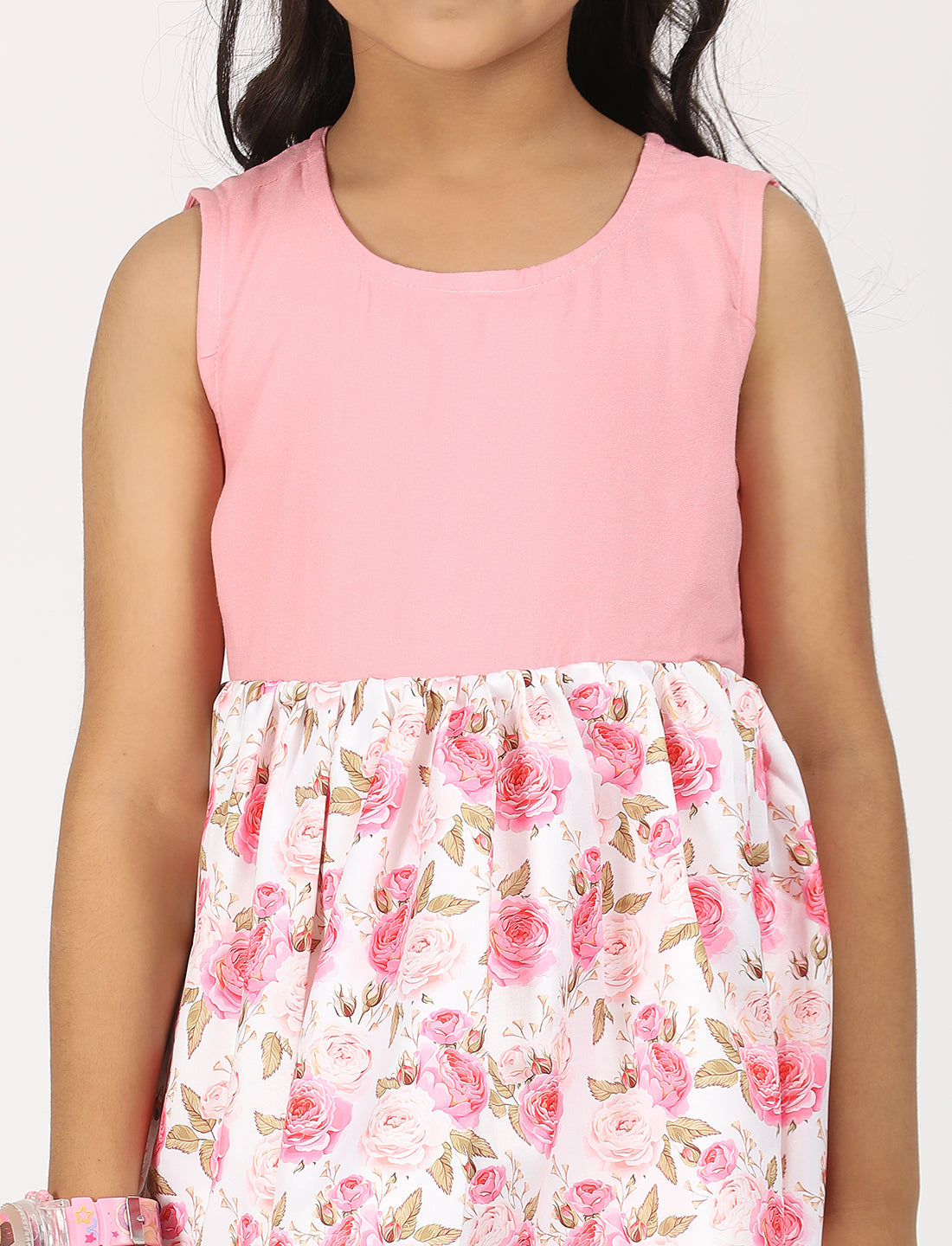 ZION Rayon Poly Printed Fit and Flare Sleeveless Dress - Pink
