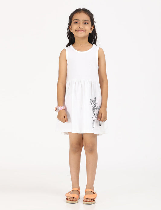 Zion Girls Patterned Jersey Dress-White