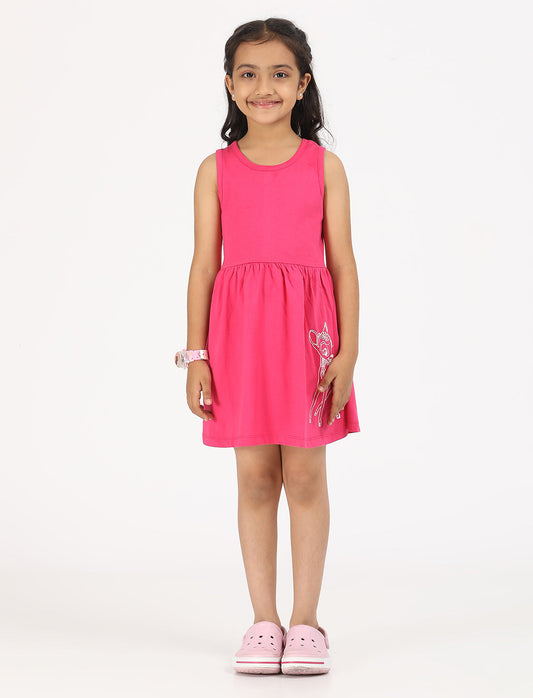 Zion Girls Patterned Jersey Dress-Pink