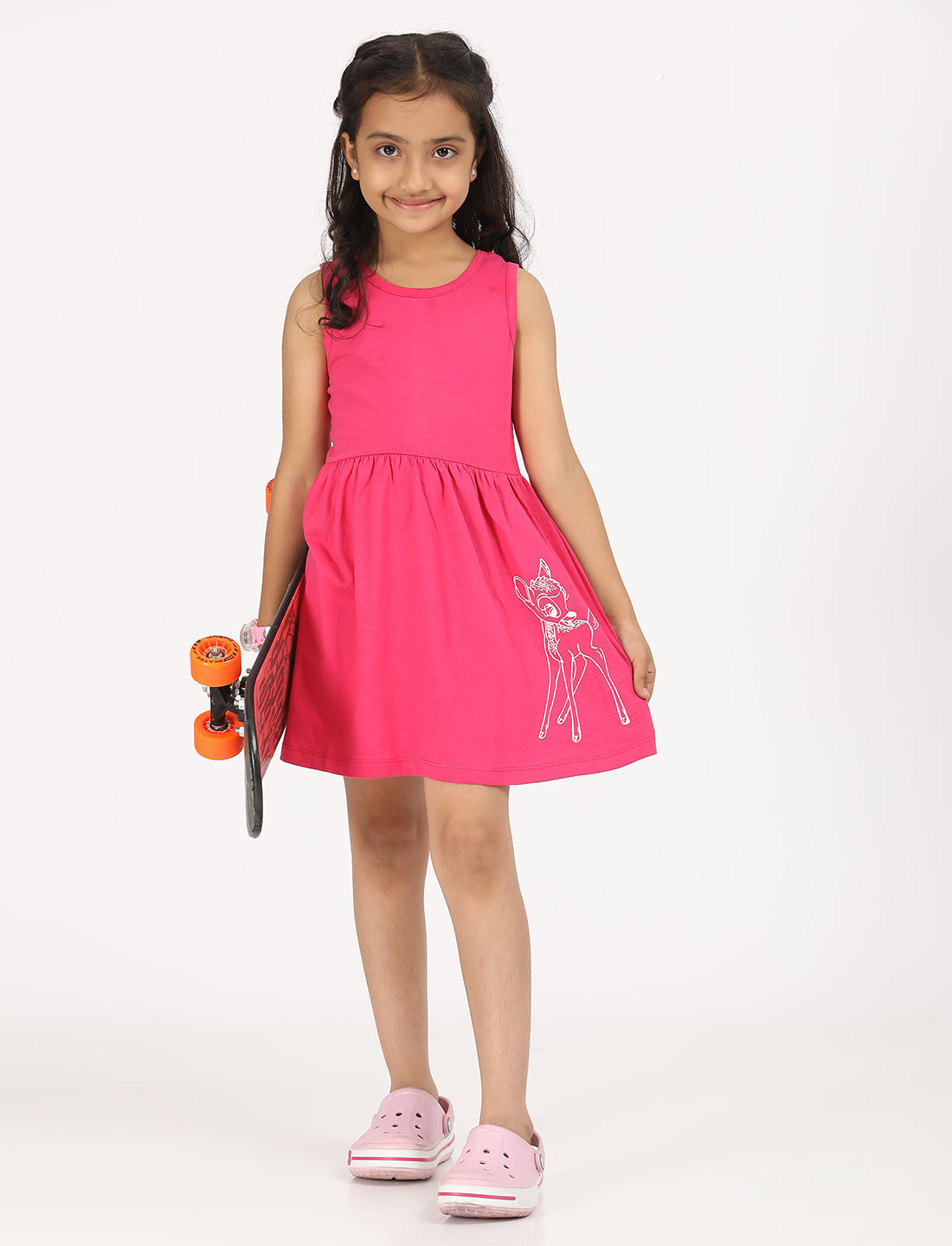 Zion Girls Patterned Jersey Dress-Pink