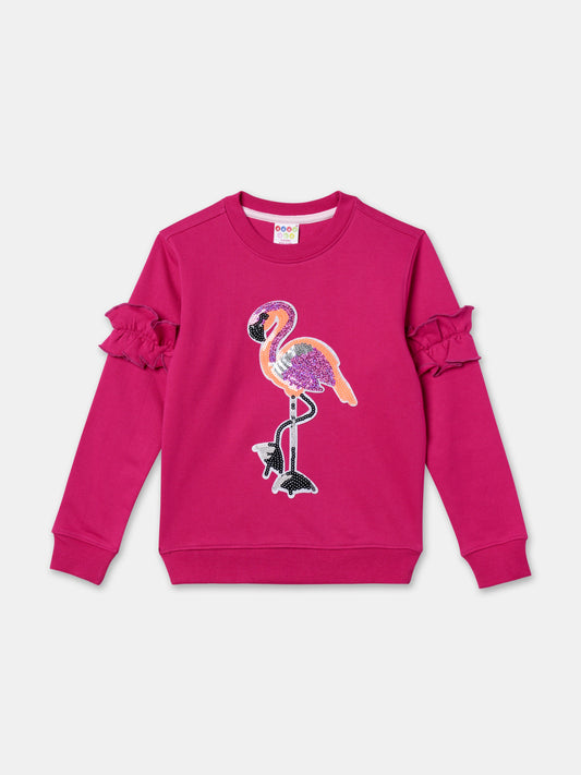 Zion Girls Flamingo Sequinned  Sweatshirt
