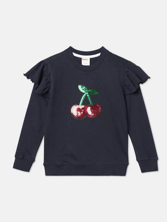 Zion Girls Cherry Sequinned Sweatshirt