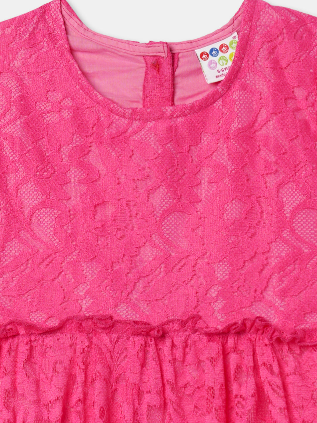 Zion Girls Lace Dress with Bell Sleeves & Ruffles-Lt Pink