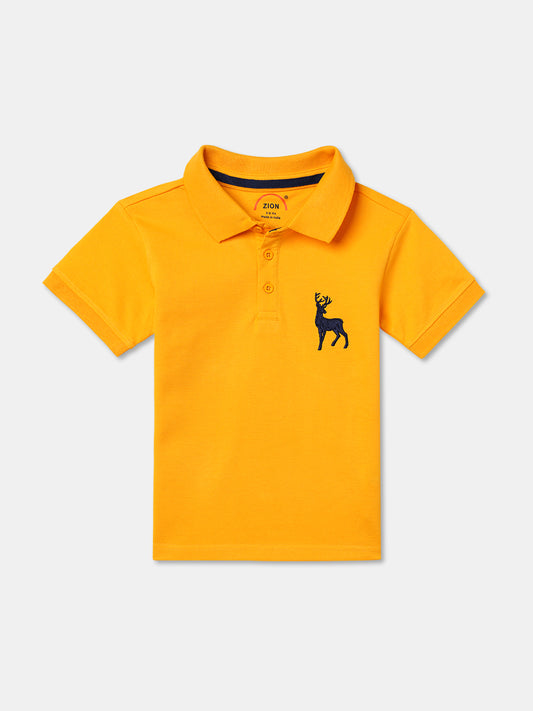 Zion Boys Pique Polo T-shirt with Deer Embroidery Pack of 2