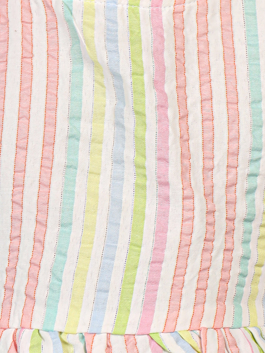 Zion Cotton Seersuckered Flared Sleeve Striped Dress - Multi
