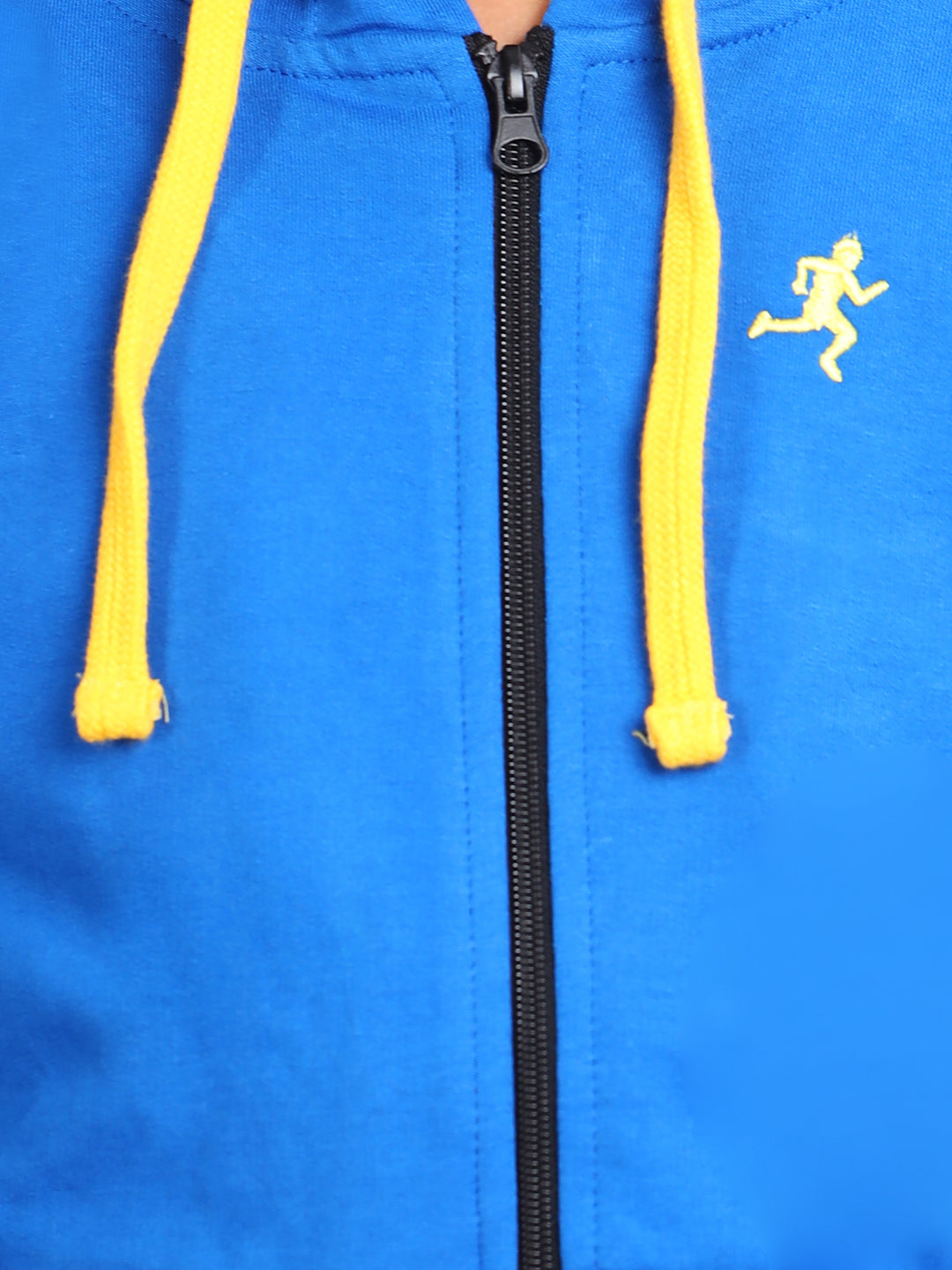 Zion Boys Solid Front Open Hooded Sweatshirt with embroidery-Royal Blue