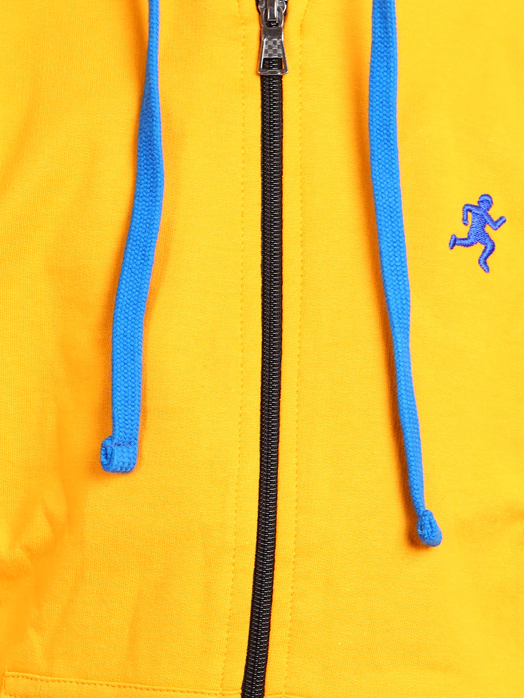 Zion Boys Solid Front Open Hooded Sweatshirt with embroidery-Yellow