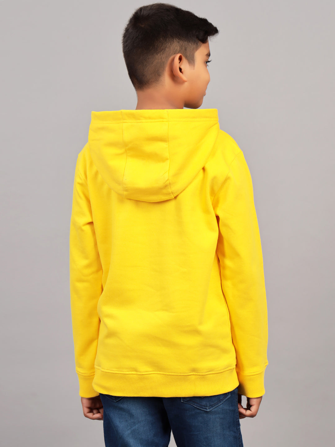 Zion Boys Hooded Sweatshirt with Skater Print Highlight-Yellow