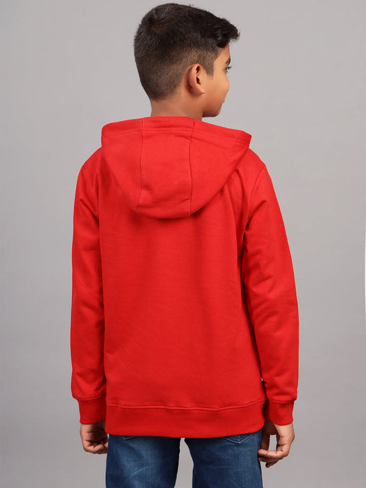 Zion Boys Hooded Sweatshirt with Xmas Print Highlights.-Red