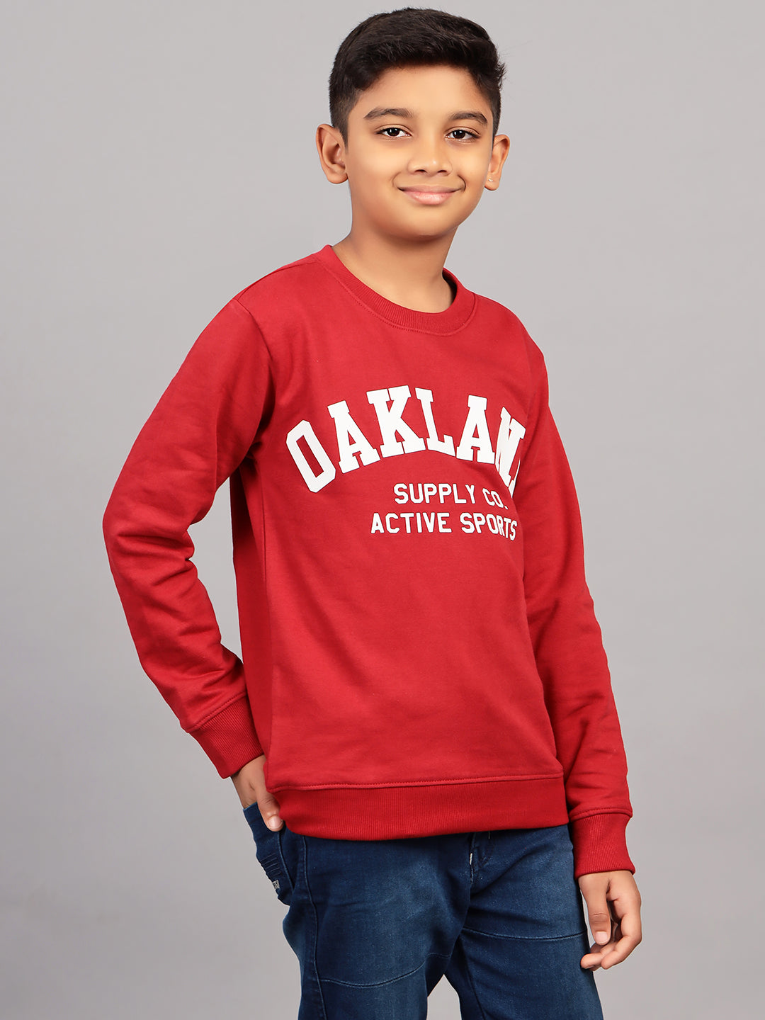 Zion Boys Athletic Sweatshirt with High Density Print Highlights-Red