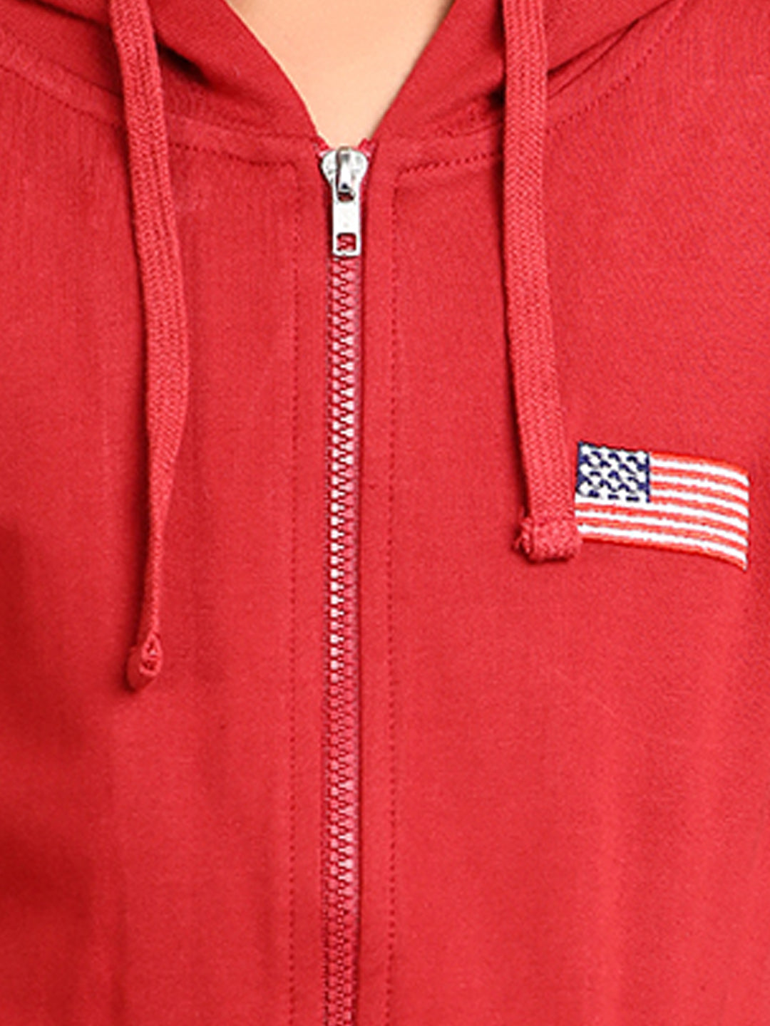 Zion Boys Solid Front Open Hooded Sweatshirt with Flag embroidery-Burgandy